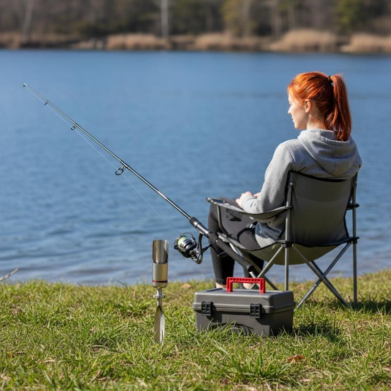 Fishing Rod Spinning - ที่วางคันเบ็ดตกปลาแบบพับได้ ถอดออกได้ ทำจากสแตนเลสอย่างดี ใช้ได้กับคันเบ็ดแบบตั้งพื้น สำหรับคันเบ็ดแบบ Baitcast,