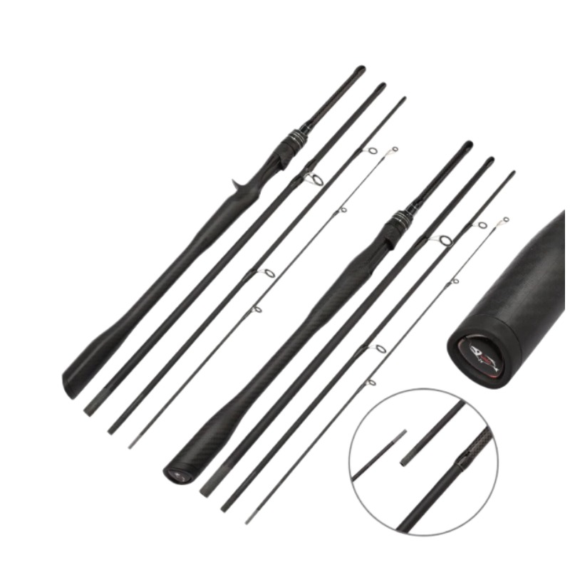 Fishing Rod Surf - คันเบ็ดแบบพกพาออลอินวัน คันเบ็ดแบบหมุนได้หลายส่วน 4 ส่วน คันเบ็ดคาร์บอนน้ำหนักเบาสำหรับการเดินทาง เหมาะสำหรับตกปลาเบส