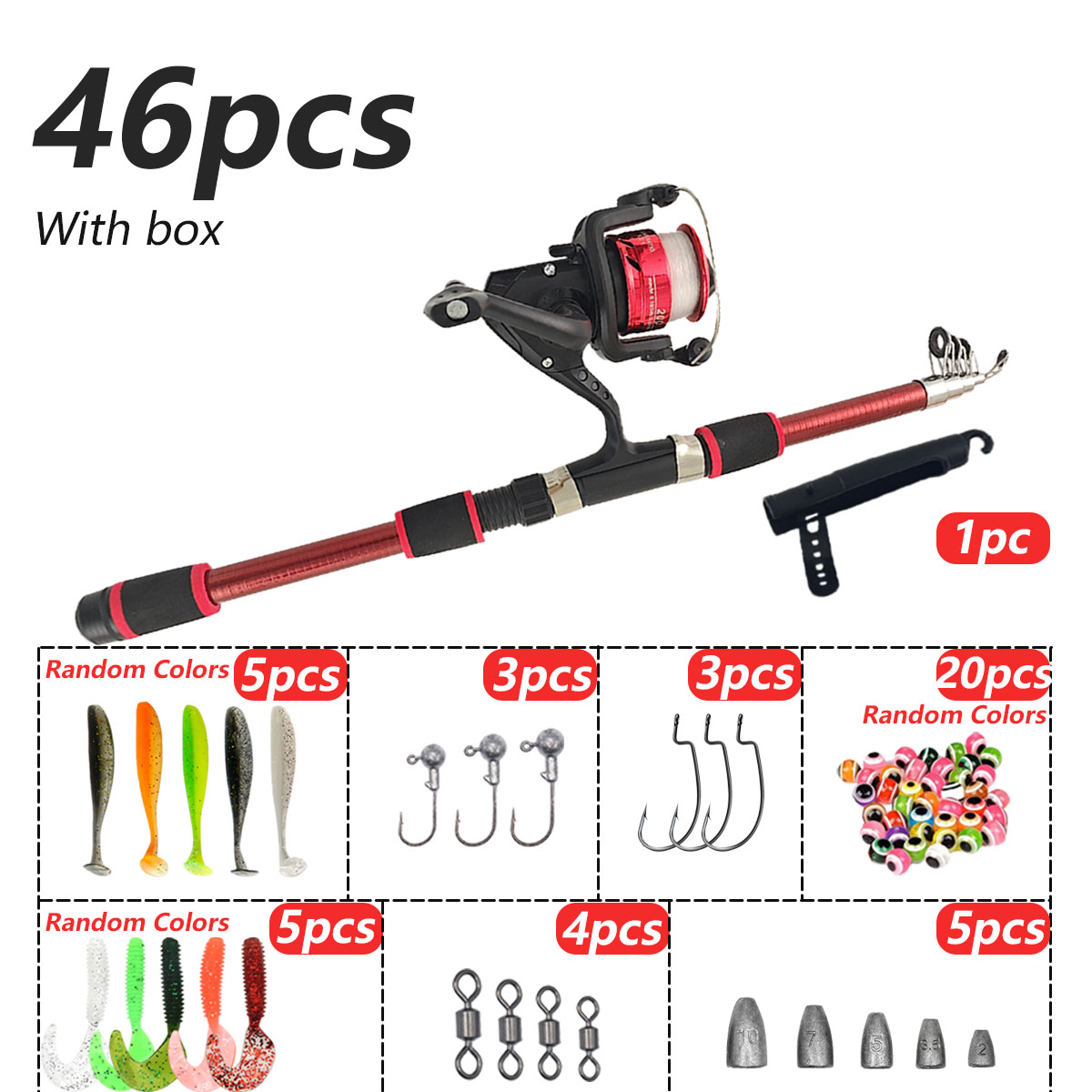 ชุดคันเบ็ดตกปลาแบบยืดหดได้ 46  - Fishing Rod Combo บทวิจารณ์และราคา