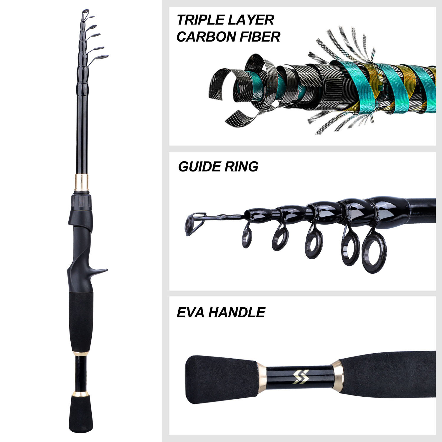 ซูเกย์ลาง 1.8-2.4 ม. ตกปลาคอมโ - Fishing Rod Combo บทวิจารณ์และราคา